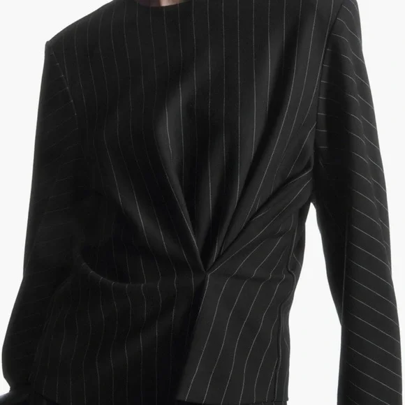 COS Black Pinstripe Asymmetric Top.  Size M (10-12 USA) - Picture 3 of 3
